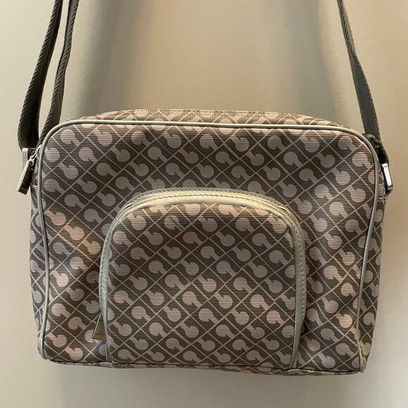 Gherardini Monogram Crossbody Bag | Gray, Tan, Beige Softy Organizer Purse Tote - Picture 7 of 11